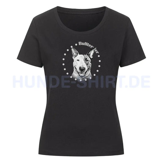 Premium Organic Damen-Shirt "Bullterrier Rounded" Schwarz – hunde-shirt.de