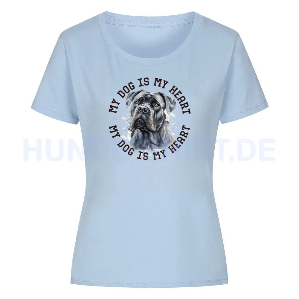 Premium Organic Damen-Shirt "Cane Corso HEART 2" Sky Blue – hunde-shirt.de