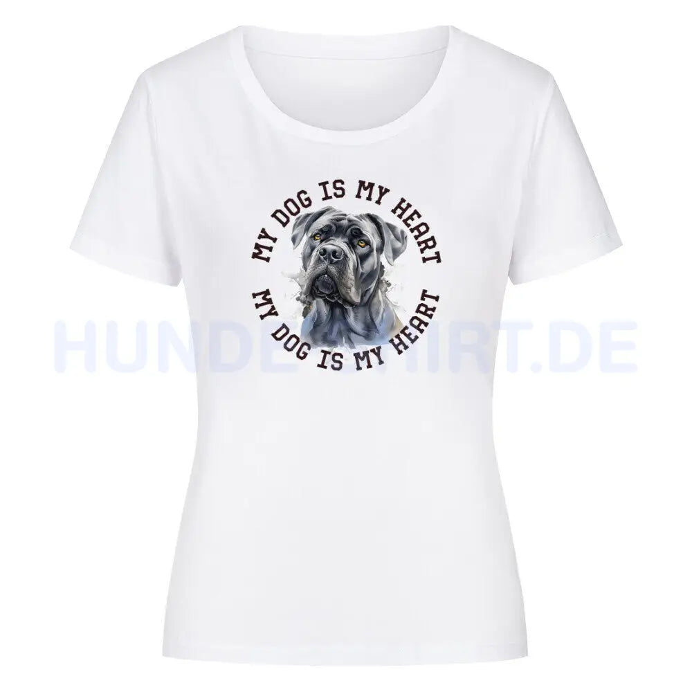 Premium Organic Damen-Shirt "Cane Corso HEART 2" Weiß – hunde-shirt.de