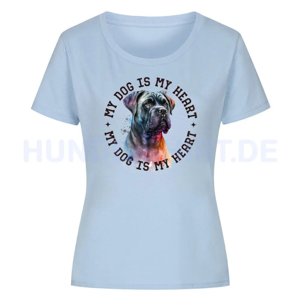 Premium Organic Damen Shirt "Cane Corso HEART" Sky Blue – hunde-shirt.de