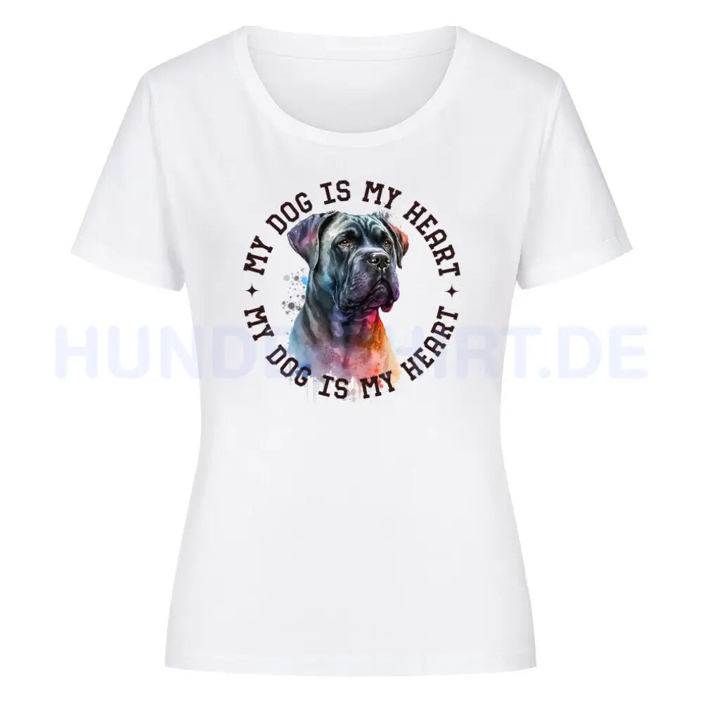 Premium Organic Damen Shirt "Cane Corso HEART" Weiß – hunde-shirt.de