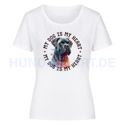 Premium Organic Damen Shirt "Cane Corso HEART" Weiß – hunde-shirt.de