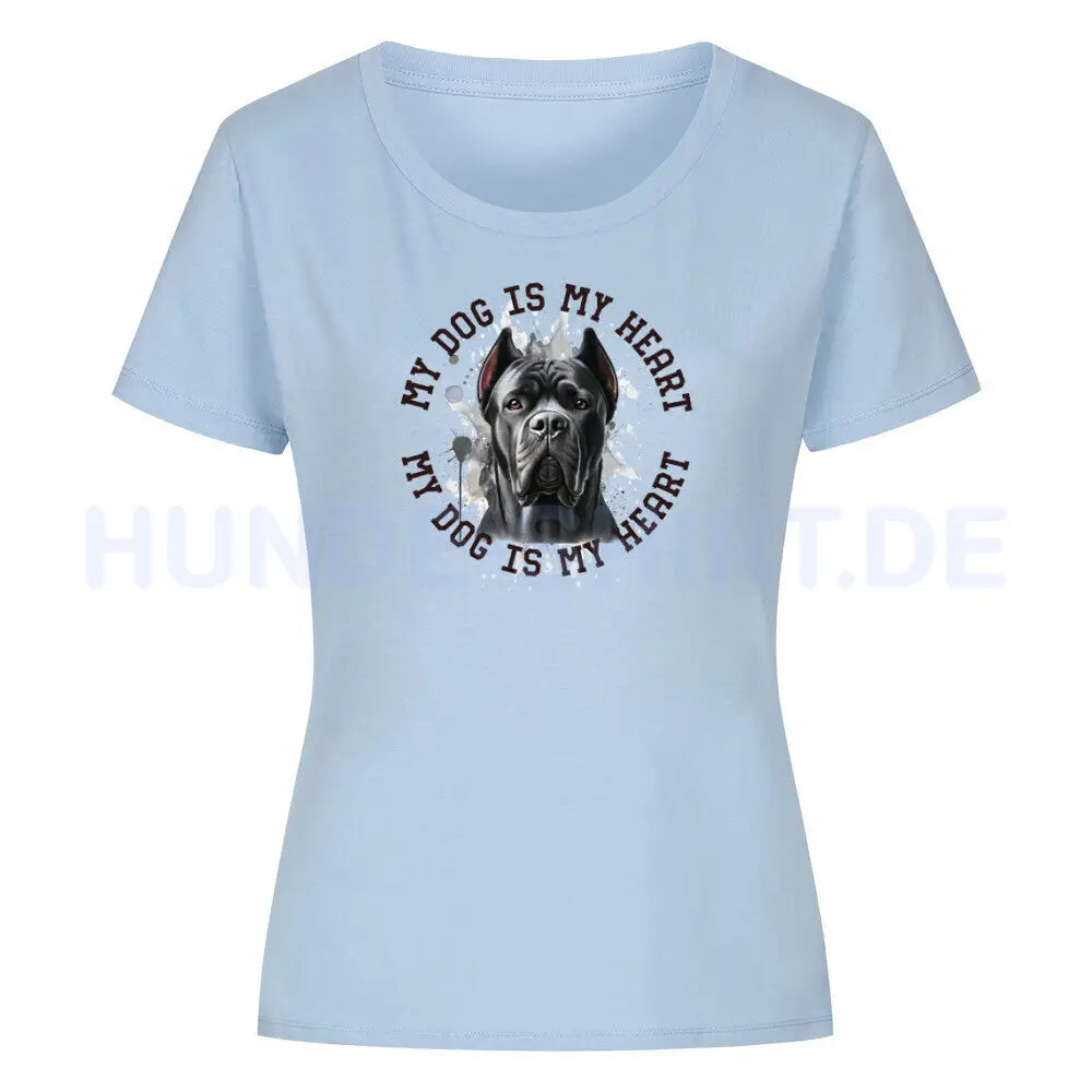 Premium Organic Damen-Shirt "Cane Corso" Sky Blue – hunde-shirt.de