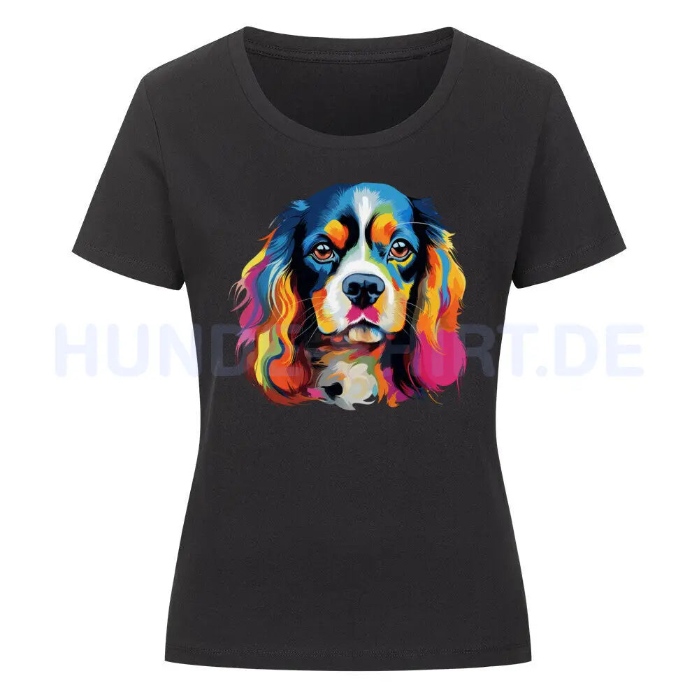 Premium Organic Damen-Shirt "Cavalier King Charles - Paint" Schwarz – hunde-shirt.de