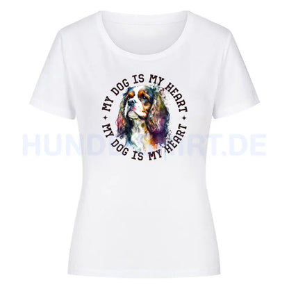 Premium Organic Damen Shirt "Cavalier King Charles Spaniel HEART" Weiß – hunde-shirt.de