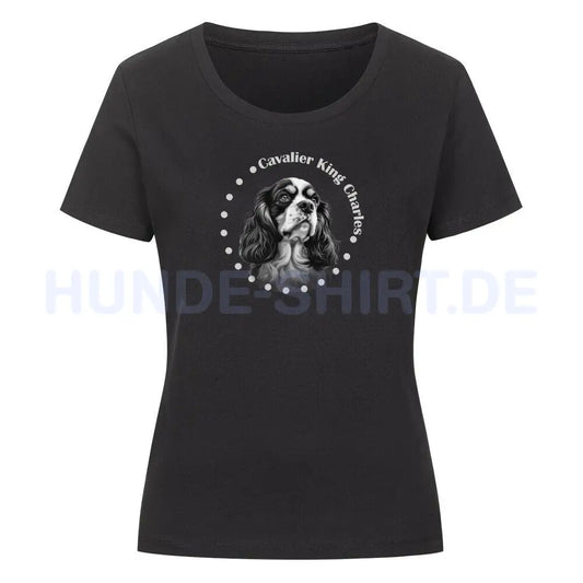 Premium Organic Damen-Shirt "Cavalier King Charles Spaniel Rounded" Schwarz – hunde-shirt.de