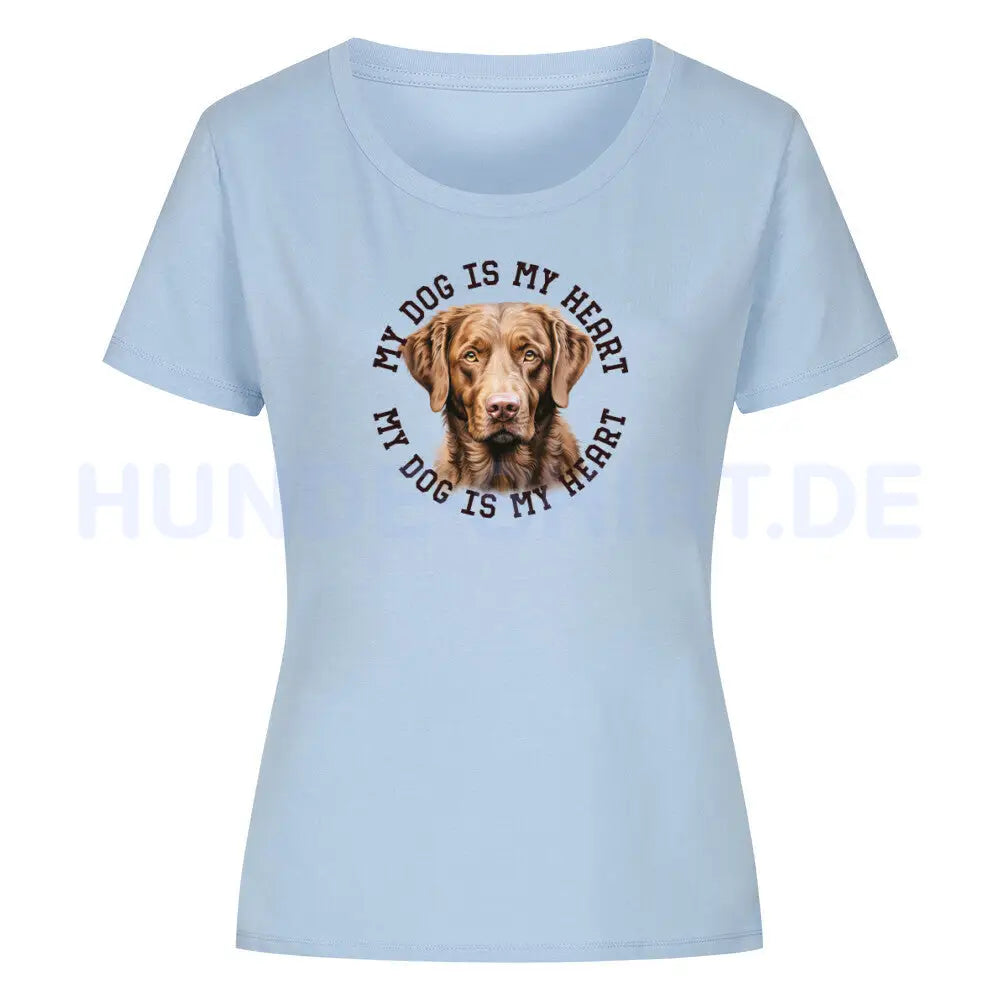 Premium Organic Damen-Shirt "Chesapeake Bay Retriever HEART" Sky Blue – hunde-shirt.de