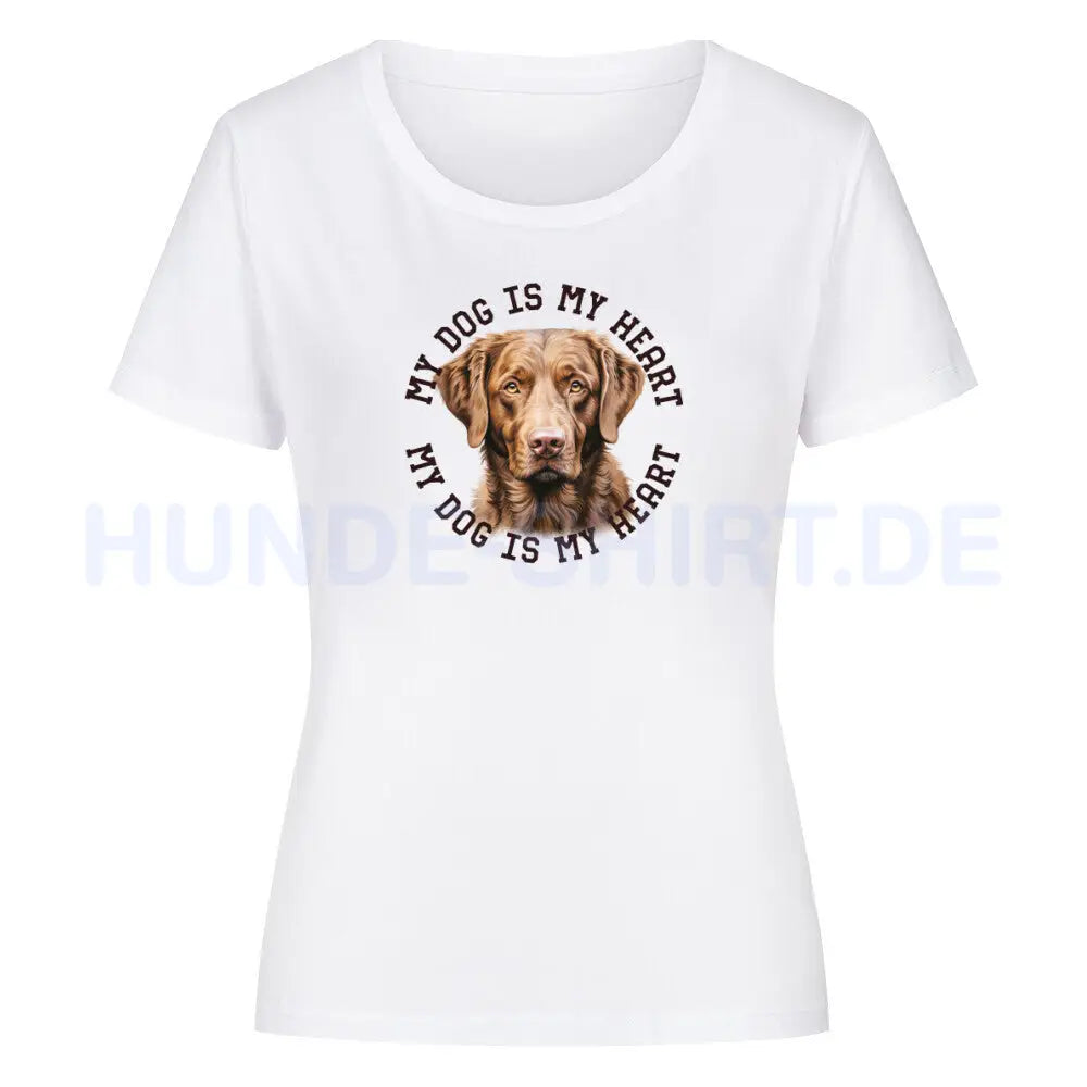 Premium Organic Damen-Shirt "Chesapeake Bay Retriever HEART" Weiß – hunde-shirt.de