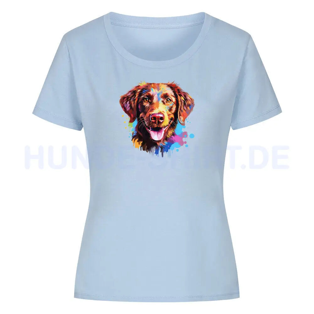 Premium Organic Damen-Shirt "Chesapeake Bay Retriever Paint" Sky Blue – hunde-shirt.de