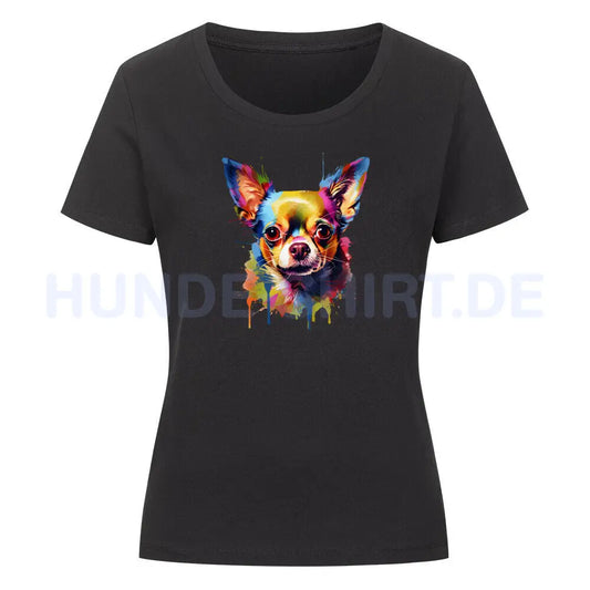 Premium Organic Damen-Shirt "Chihuahua Paint" Schwarz – hunde-shirt.de