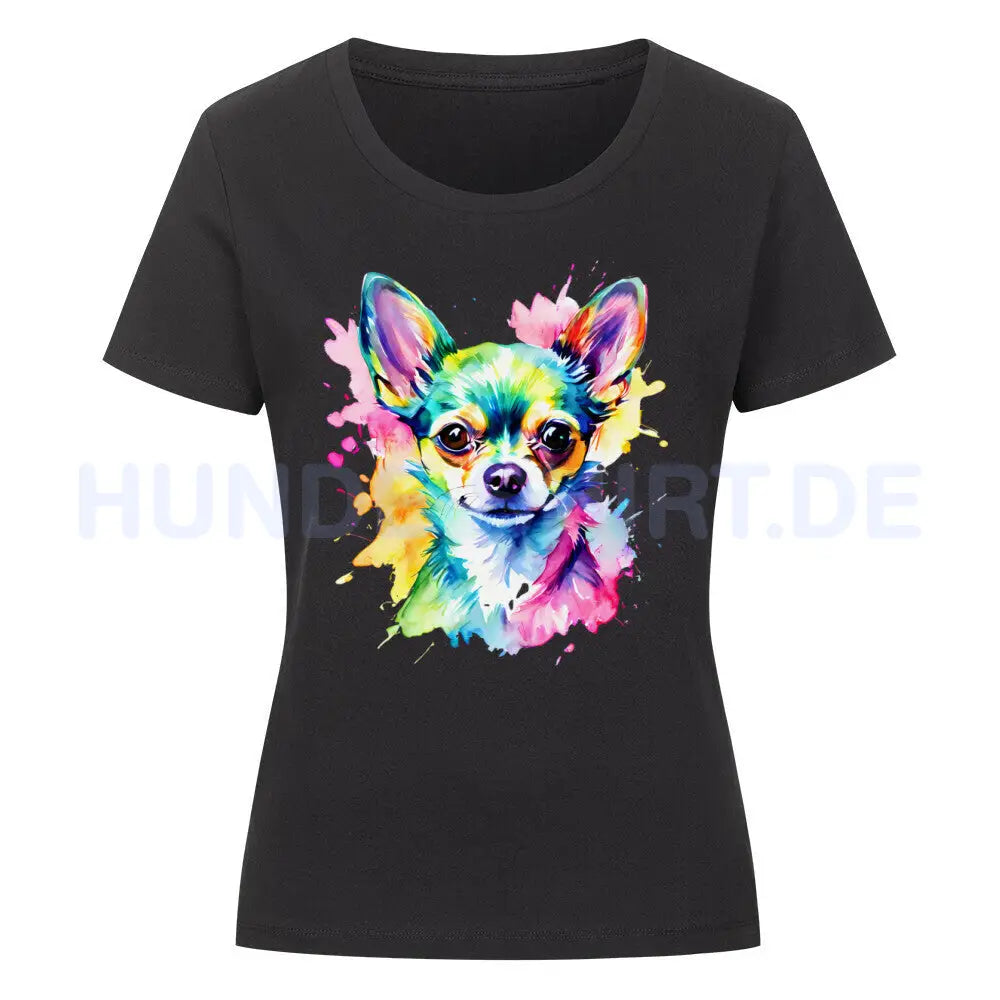 Premium Organic Damen-Shirt "Chihuahua - Paint" Schwarz – hunde-shirt.de