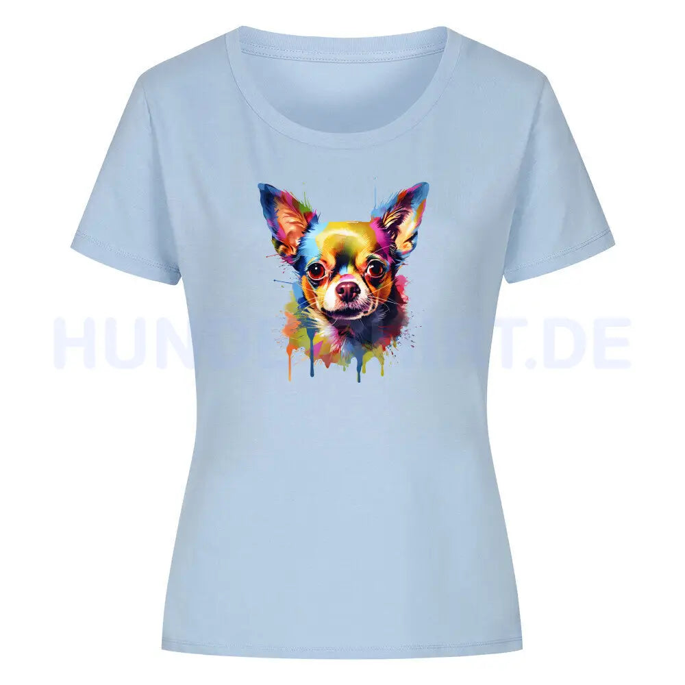 Premium Organic Damen-Shirt "Chihuahua Paint" Sky Blue – hunde-shirt.de