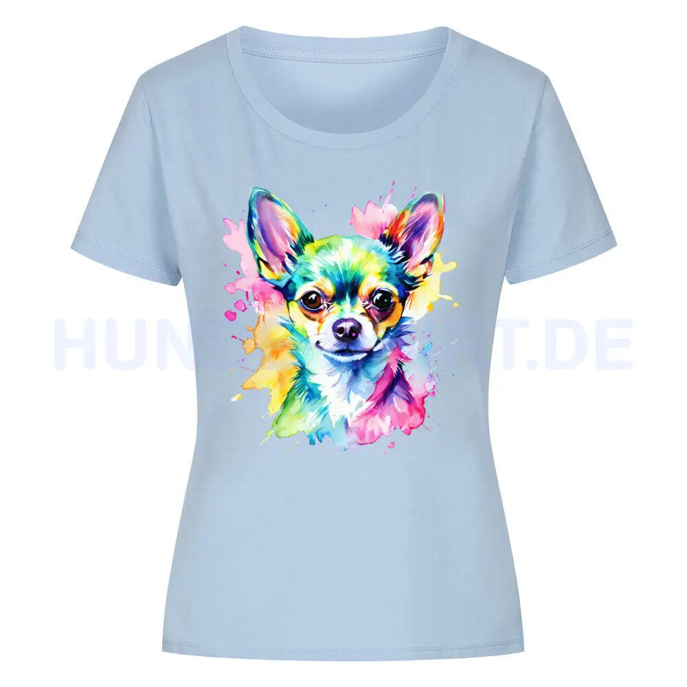 Premium Organic Damen-Shirt "Chihuahua - Paint" Sky Blue – hunde-shirt.de