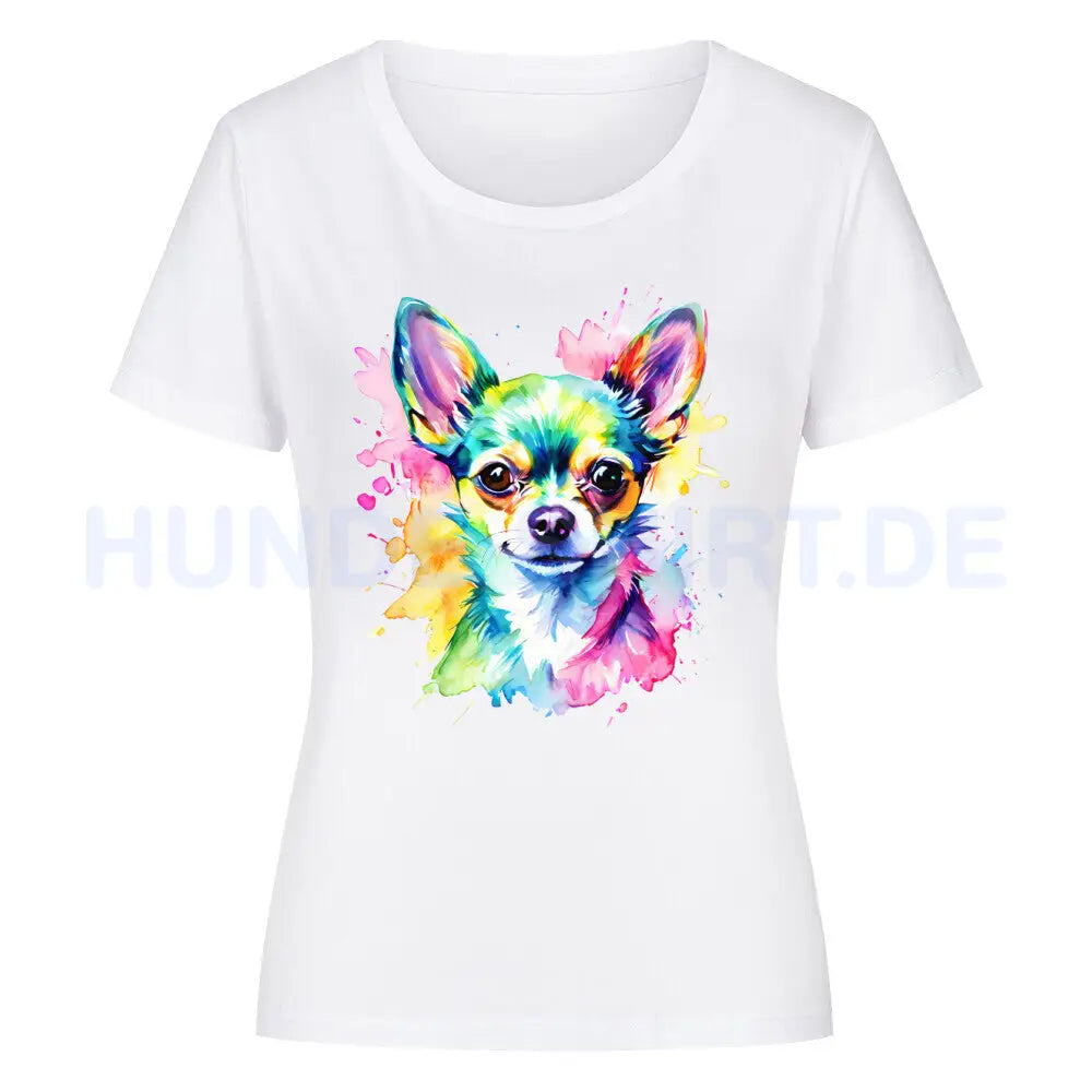 Premium Organic Damen-Shirt "Chihuahua - Paint" Weiß – hunde-shirt.de