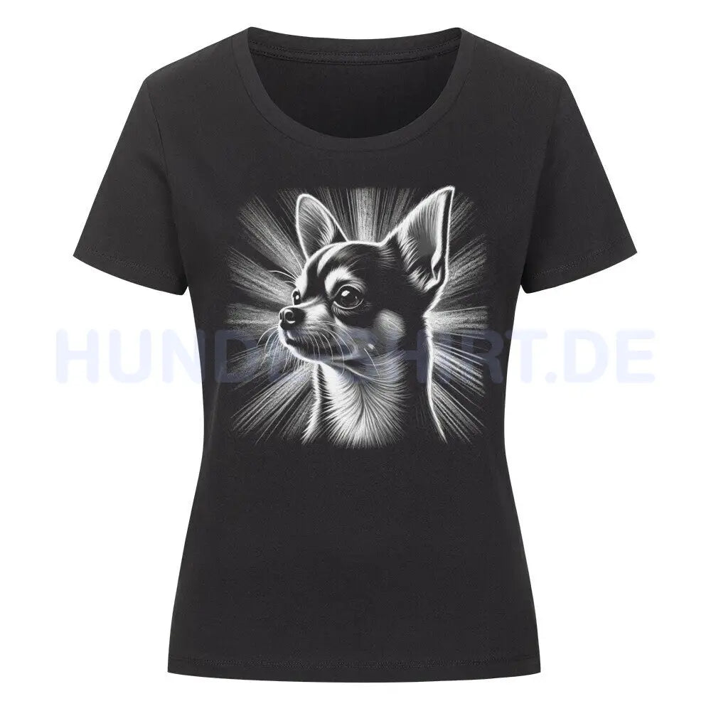 Premium Organic Damen-Shirt "Chihuahua - Shine" Schwarz – hunde-shirt.de