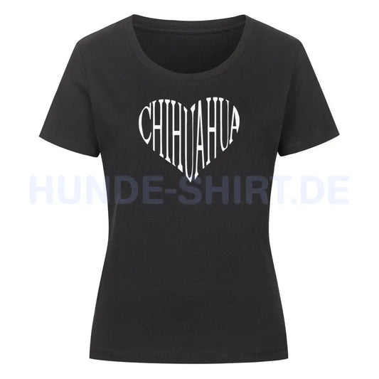 Premium Organic Damen-Shirt "Chihuahua white HEART" Schwarz – hunde-shirt.de