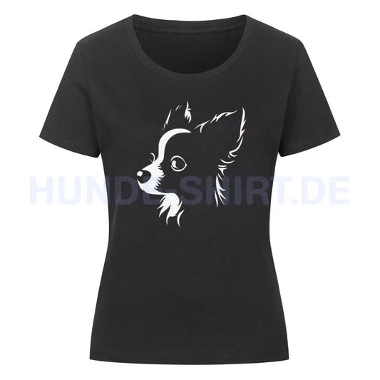 Premium Organic Damen-Shirt "Chihuahua White" Schwarz – hunde-shirt.de