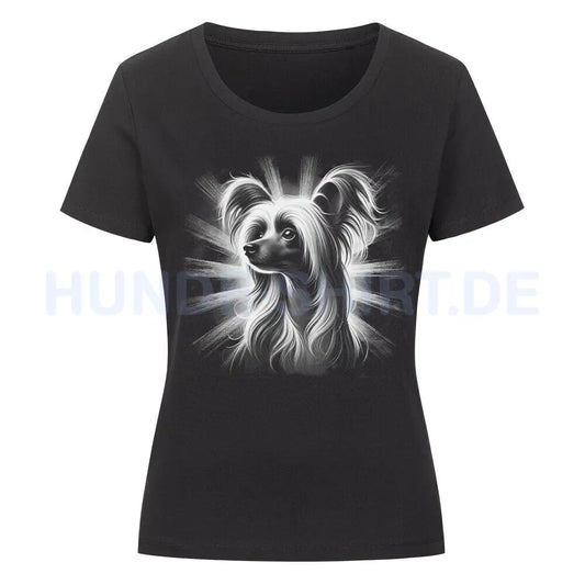 Premium Organic Damen-Shirt "Chinese Crested - Shine" Schwarz – hunde-shirt.de