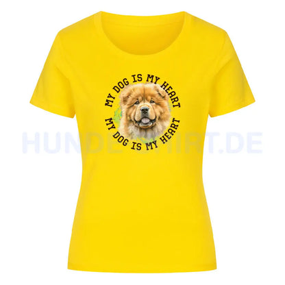 Premium Organic Damen-Shirt "Chow-Chow HEART" Golden Yellow – hunde-shirt.de