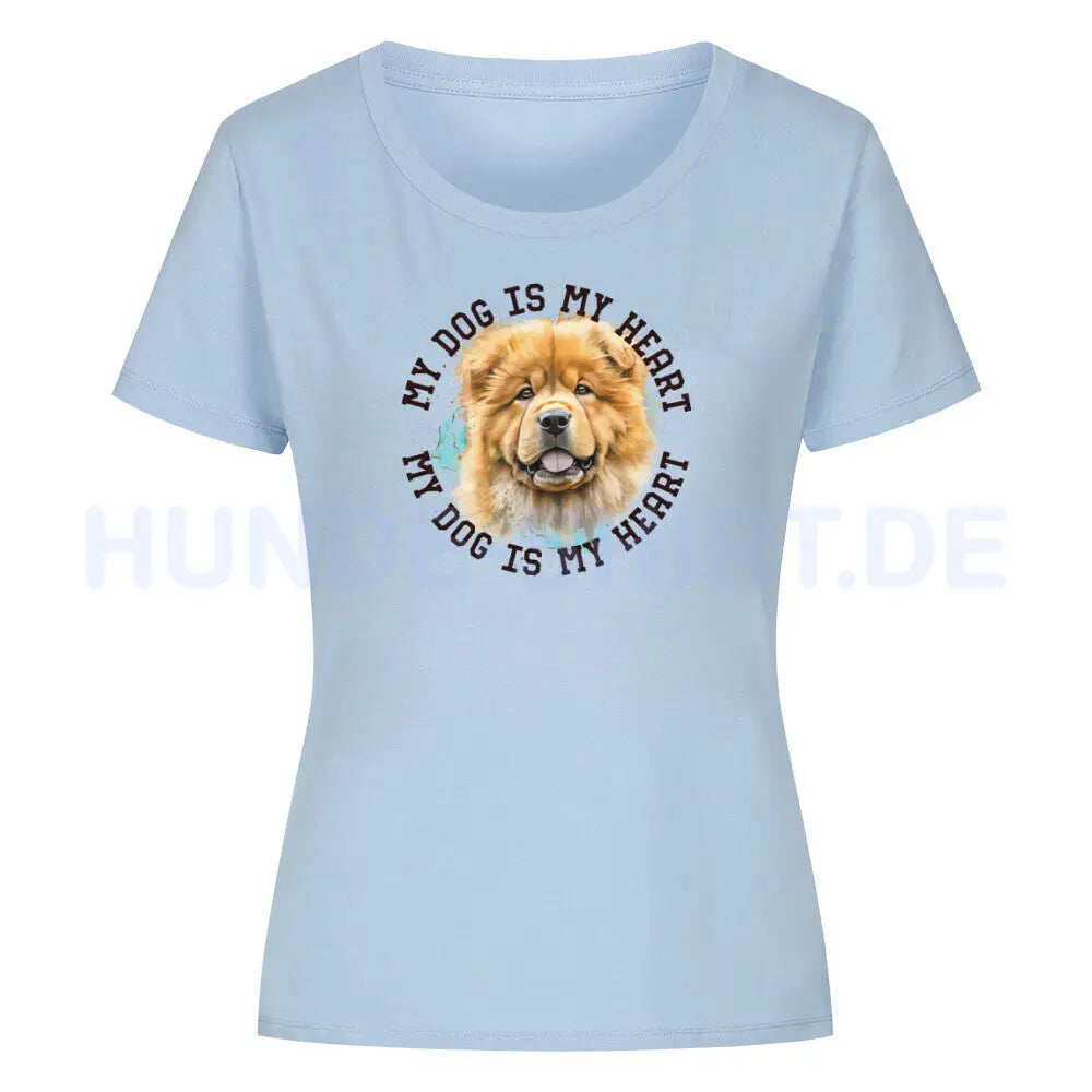 Premium Organic Damen-Shirt "Chow-Chow HEART" Sky Blue – hunde-shirt.de