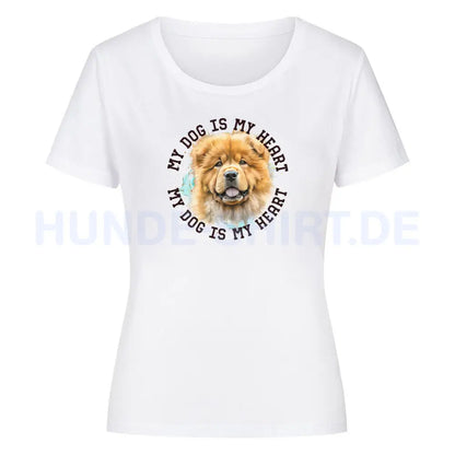 Premium Organic Damen-Shirt "Chow-Chow HEART" Weiß – hunde-shirt.de