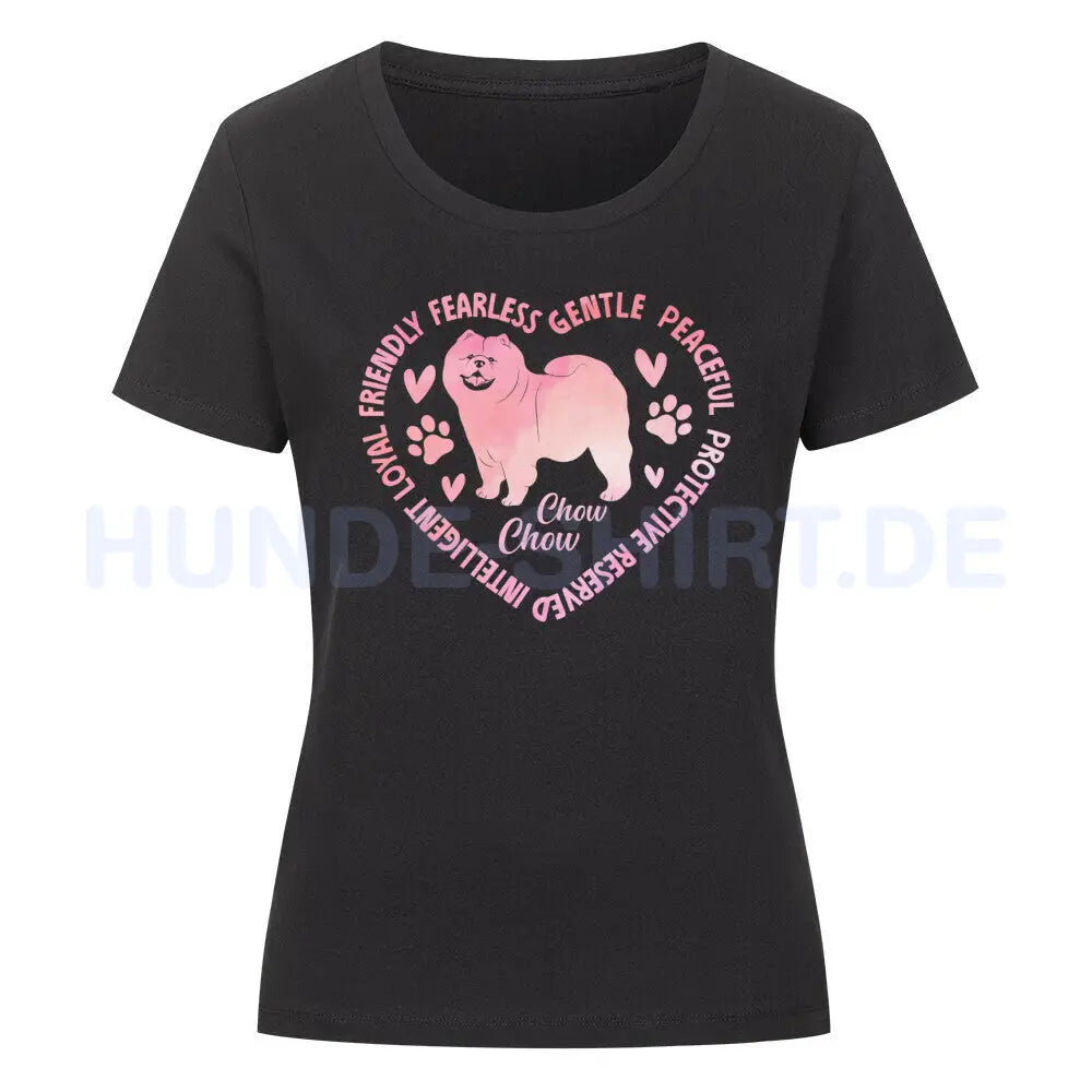 Premium Organic Damen-Shirt "Chow-Chow - Herz" Schwarz – hunde-shirt.de