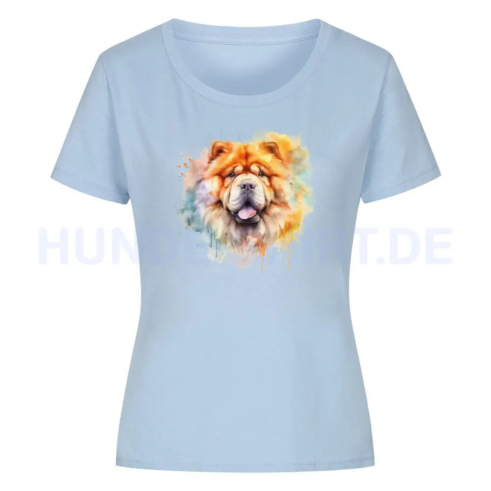 Premium Organic Damen-Shirt "Chow-Chow Splash" Sky Blue – hunde-shirt.de