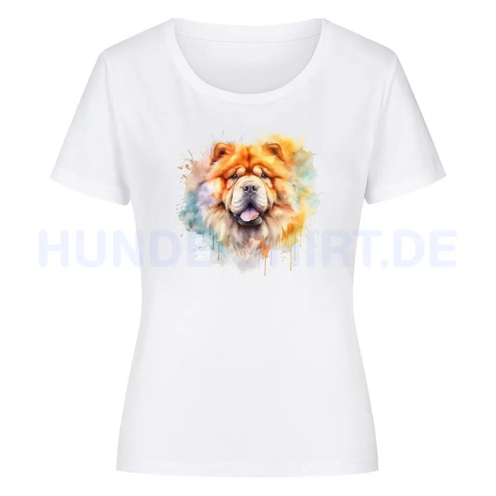 Premium Organic Damen-Shirt "Chow-Chow Splash" Weiß – hunde-shirt.de