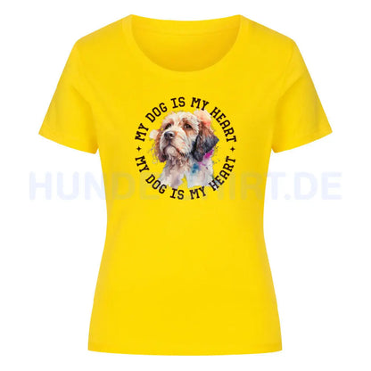 Premium Organic Damen Shirt "Cockapoo HEART" Golden Yellow – hunde-shirt.de