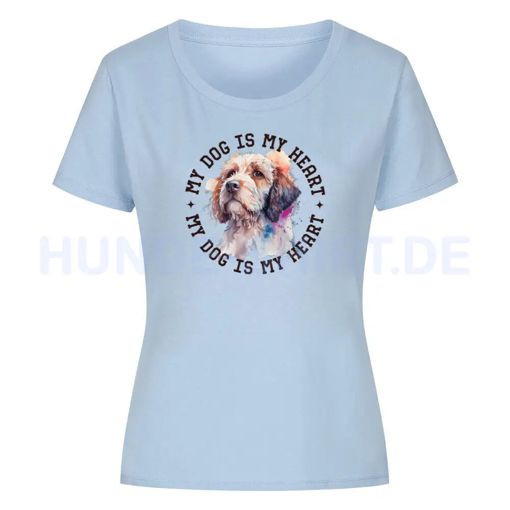 Premium Organic Damen Shirt "Cockapoo HEART" Sky Blue – hunde-shirt.de