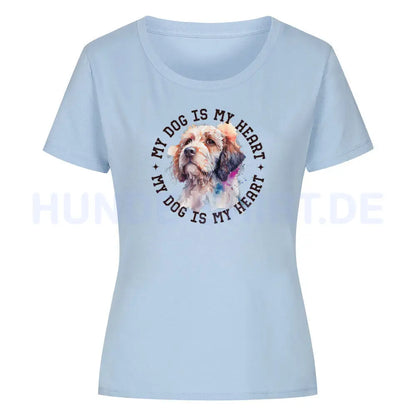 Premium Organic Damen Shirt "Cockapoo HEART" Sky Blue – hunde-shirt.de