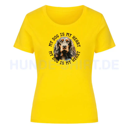 Premium Organic Damen-Shirt "Cocker Spaniel HEART" Golden Yellow – hunde-shirt.de