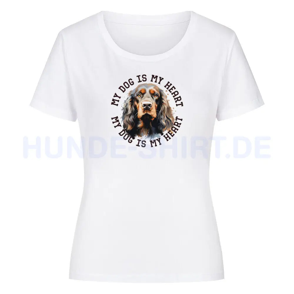 Premium Organic Damen-Shirt "Cocker Spaniel HEART" Weiß – hunde-shirt.de