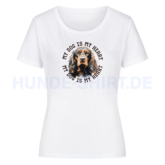 Premium Organic Damen-Shirt "Cocker Spaniel HEART" Weiß – hunde-shirt.de