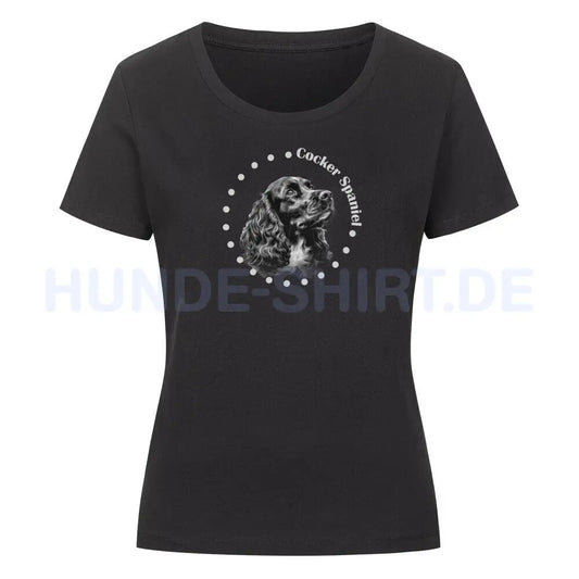 Premium Organic Damen-Shirt "Cocker Spaniel Rounded" Schwarz – hunde-shirt.de