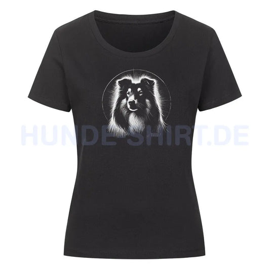 Premium Organic Damen-Shirt "Collie Bright" Schwarz – hunde-shirt.de