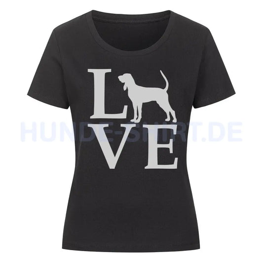 Premium Organic Damen-Shirt "Coonhound - LOVE" Schwarz – hunde-shirt.de