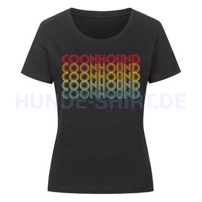 Premium Organic Damen-Shirt "Coonhound - Retro" Schwarz – hunde-shirt.de