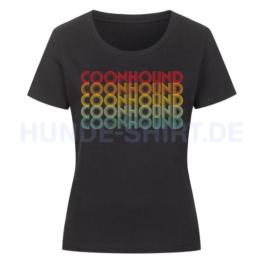 Premium Organic Damen-Shirt "Coonhound - Retro" Schwarz – hunde-shirt.de