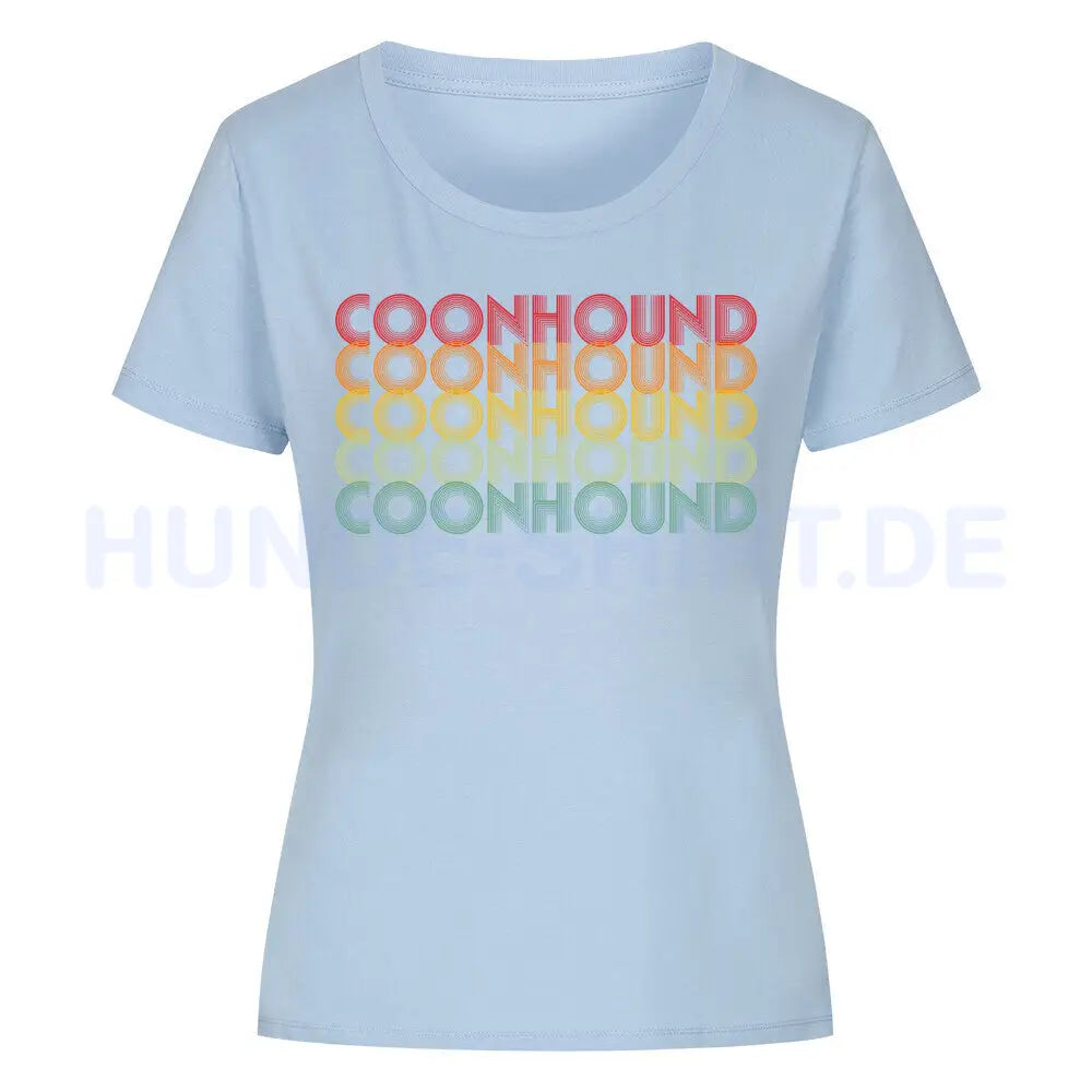 Premium Organic Damen-Shirt "Coonhound - Retro" Sky Blue – hunde-shirt.de