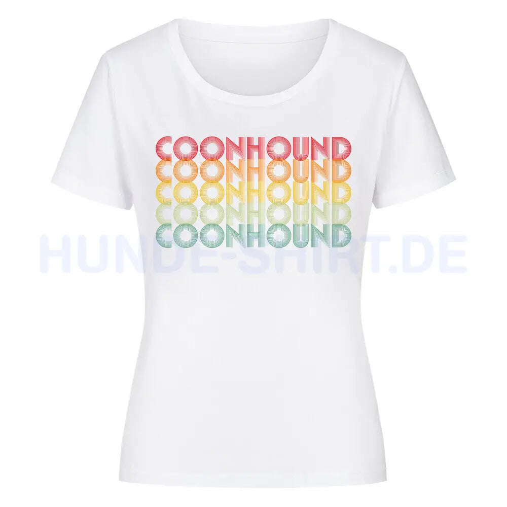 Premium Organic Damen-Shirt "Coonhound - Retro" Weiß – hunde-shirt.de