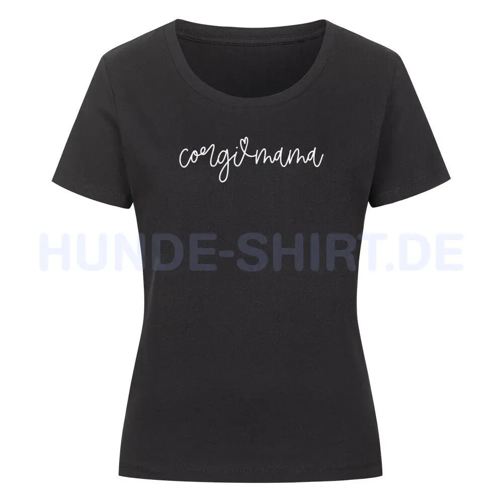 Premium Organic Damen-Shirt "Corgi Mama" Schwarz – hunde-shirt.de