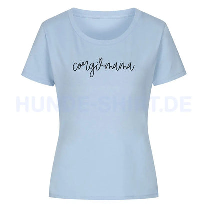 Premium Organic Damen Shirt "Corgi Mama" Sky Blue – hunde-shirt.de