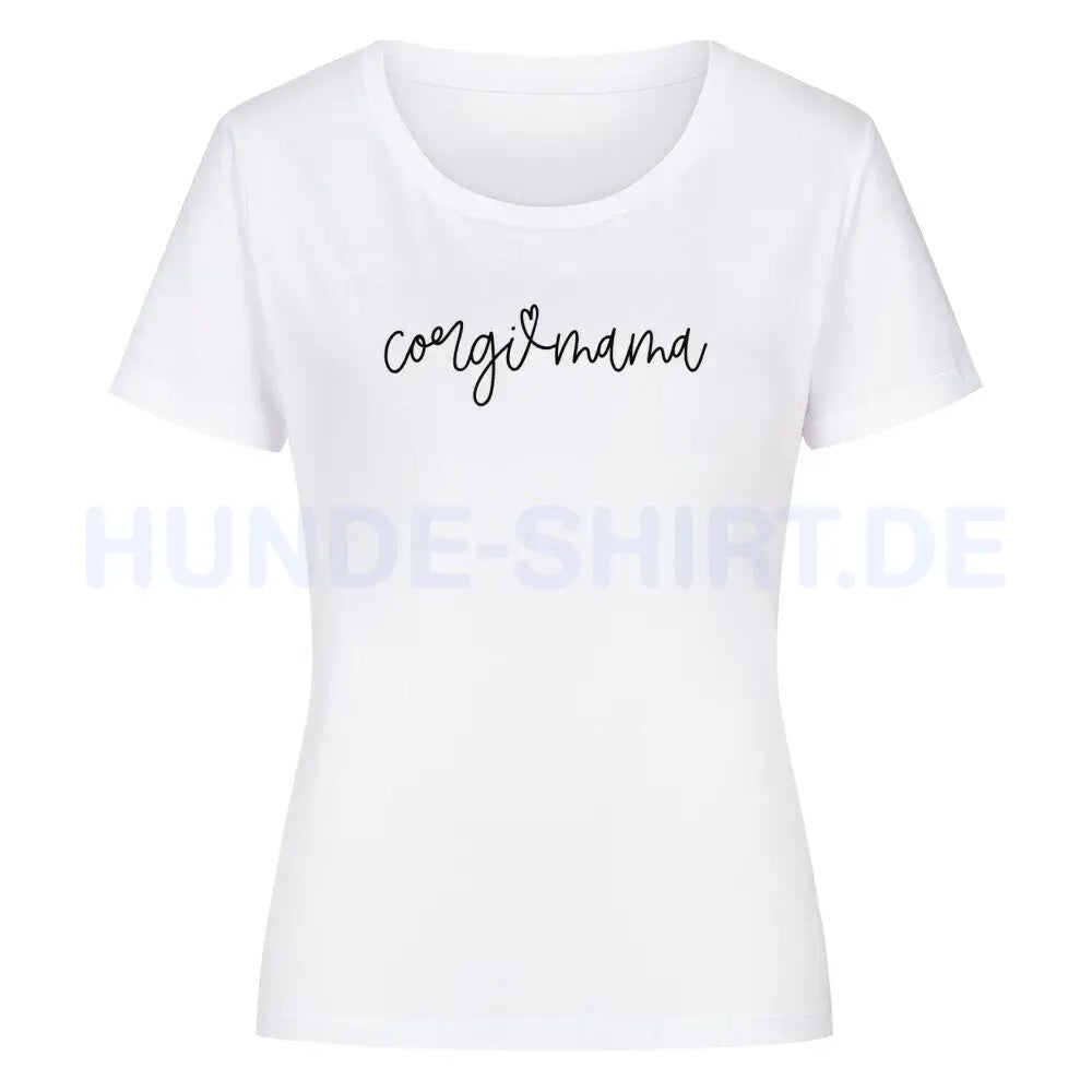 Premium Organic Damen Shirt "Corgi Mama" Weiß – hunde-shirt.de