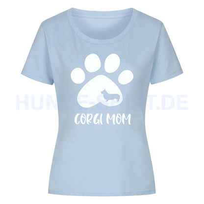 Premium Organic Damen-Shirt "Corgi MOM" Sky Blue – hunde-shirt.de