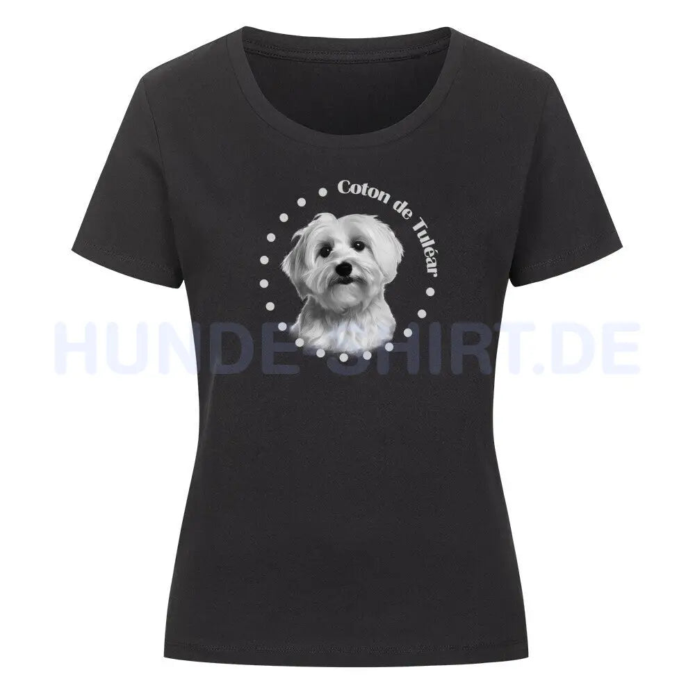 Premium Organic Damen-Shirt "Coton de Tuléar - Breed" Schwarz – hunde-shirt.de