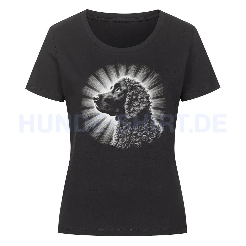 Premium Organic Damen-Shirt "Curly Coated Retriever - Bright" Schwarz – hunde-shirt.de