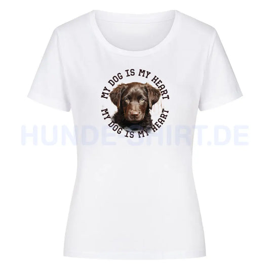 Premium Organic Damen-Shirt "Curly Coated Retriever HEART" Weiß – hunde-shirt.de