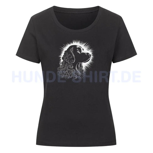 Premium Organic Damen-Shirt "Curly Coated Retriever Shine" Schwarz – hunde-shirt.de