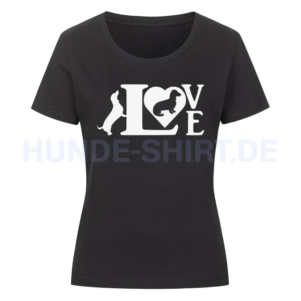 Premium Organic Damen-Shirt "Dackel Love" Schwarz – hunde-shirt.de